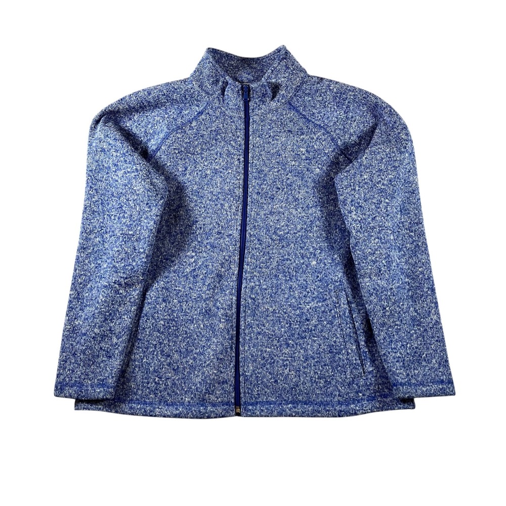T by Talbots Womens Blue Marl Fleece Full Zip Jacket‎ Size Large